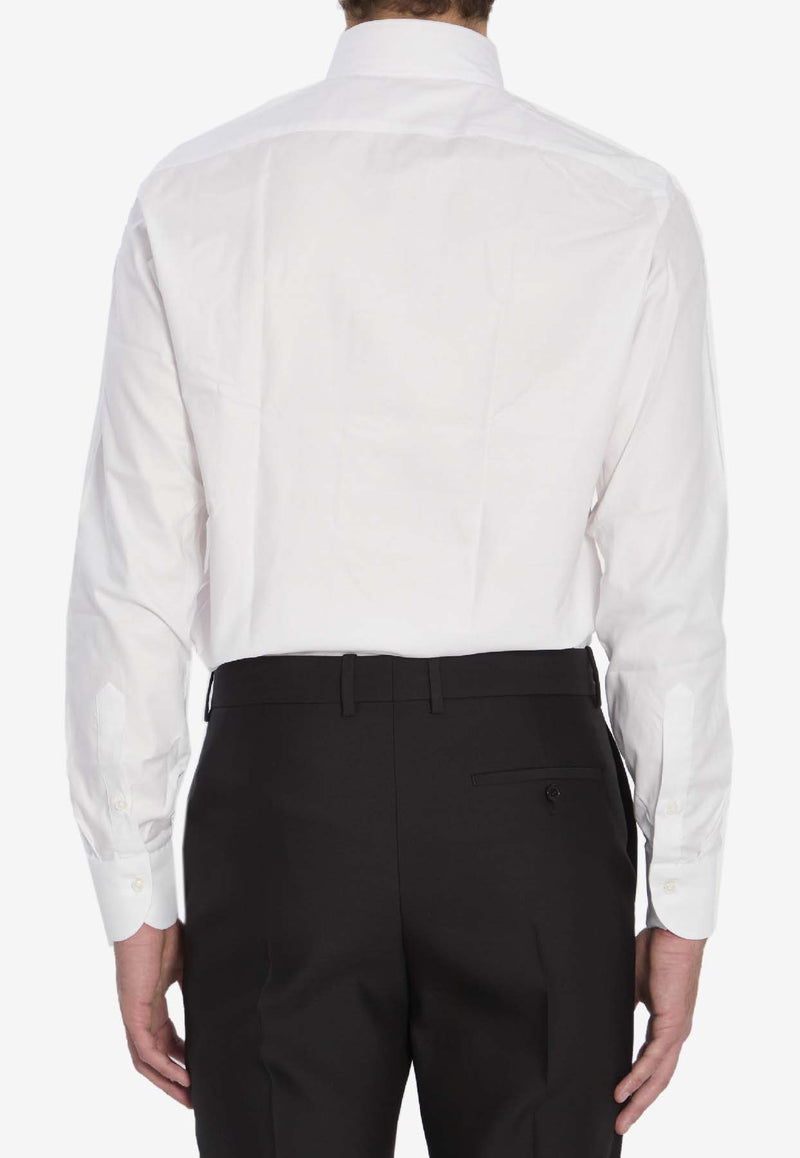 Borriello Napoli Logo Embroidered Buttoned Shirt White 21005 VOMERO--BIA