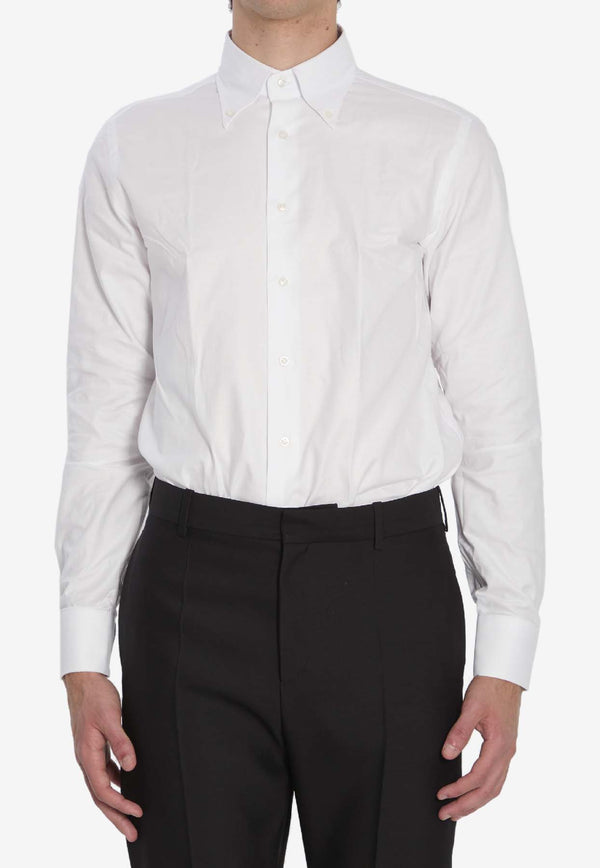 Borriello Napoli Logo Embroidered Buttoned Shirt White 21005 VOMERO--BIA