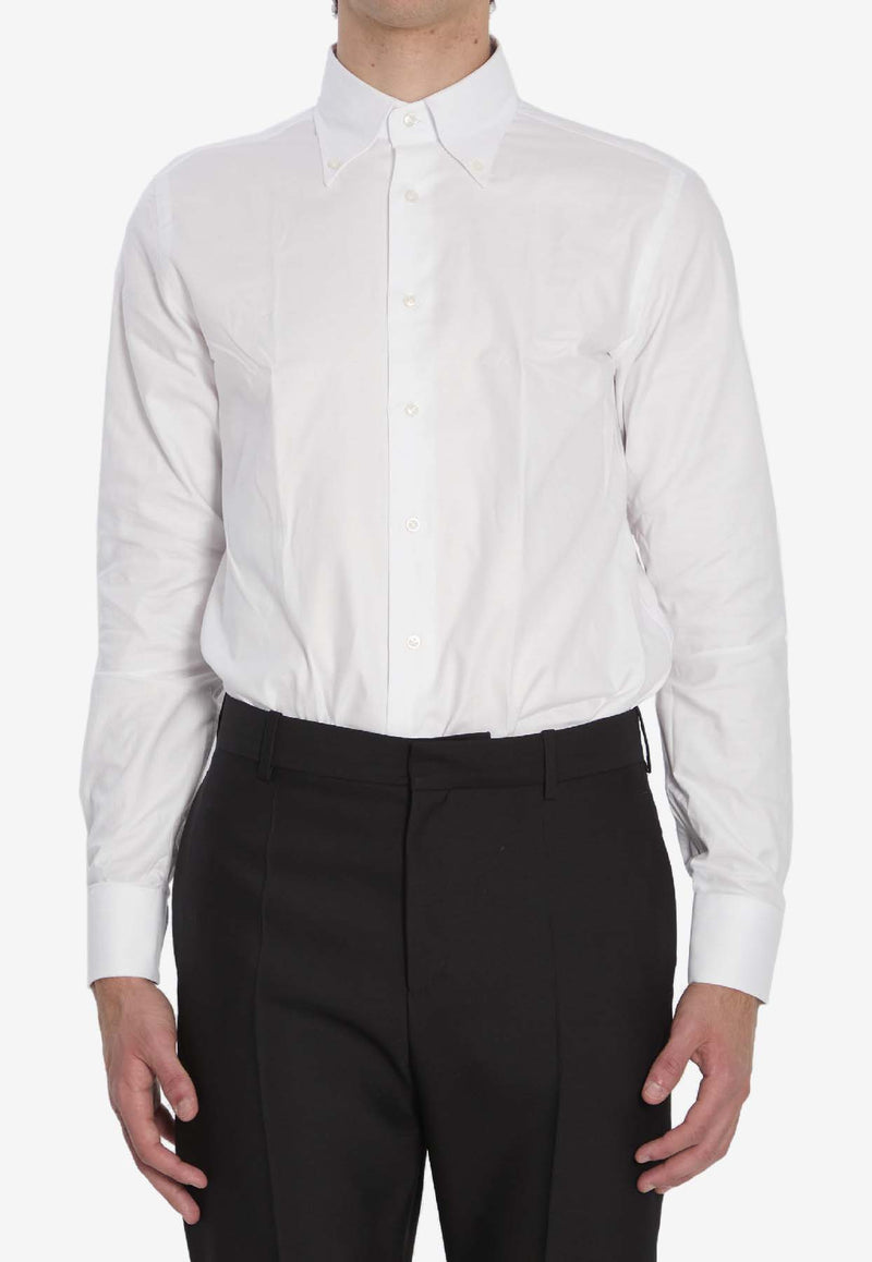 Borriello Napoli Logo Embroidered Buttoned Shirt White 21005 VOMERO--BIA