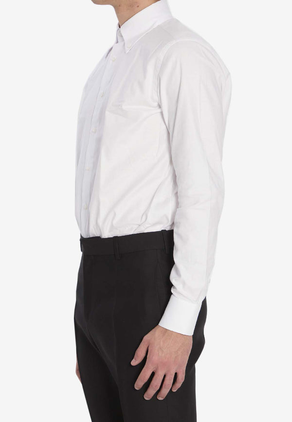 Borriello Napoli Logo Embroidered Buttoned Shirt White 21005 VOMERO--BIA