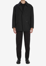 Fendi Double-Breasted Wool Pea Coat Gray FW1415-AOYA-F0TY6