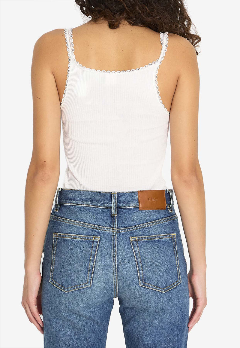Chloé Medallion Slim Tank Top White CH25WJH01185--101