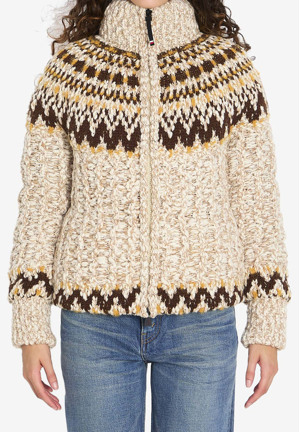 Moncler Grenoble Girose Patterned Cardigan Beige K20989B00013-M7948-F01