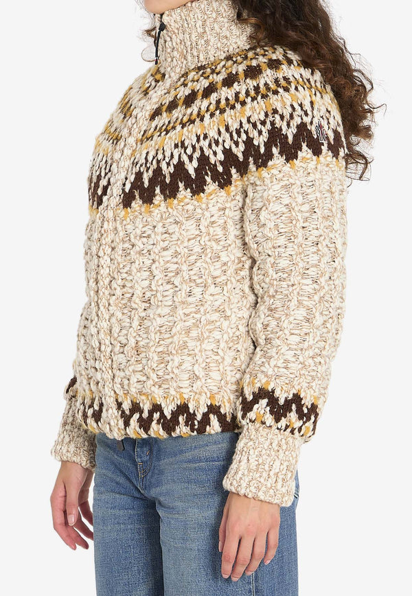 Moncler Grenoble Girose Patterned Cardigan Beige K20989B00013-M7948-F01