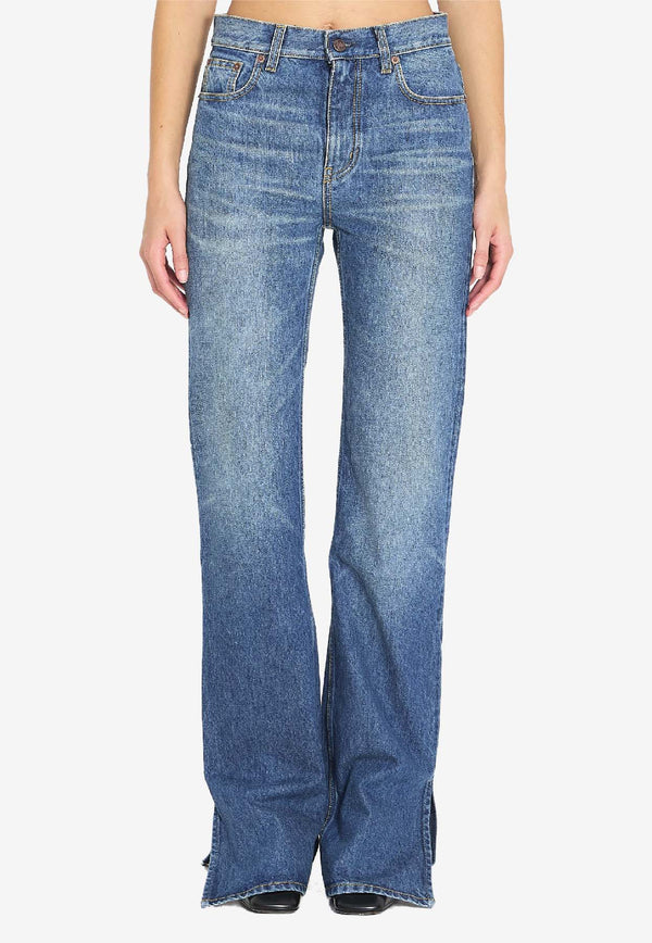 Chloé Logo Patch Straight-Leg Jeans Blue CH25WDP76153--4A1