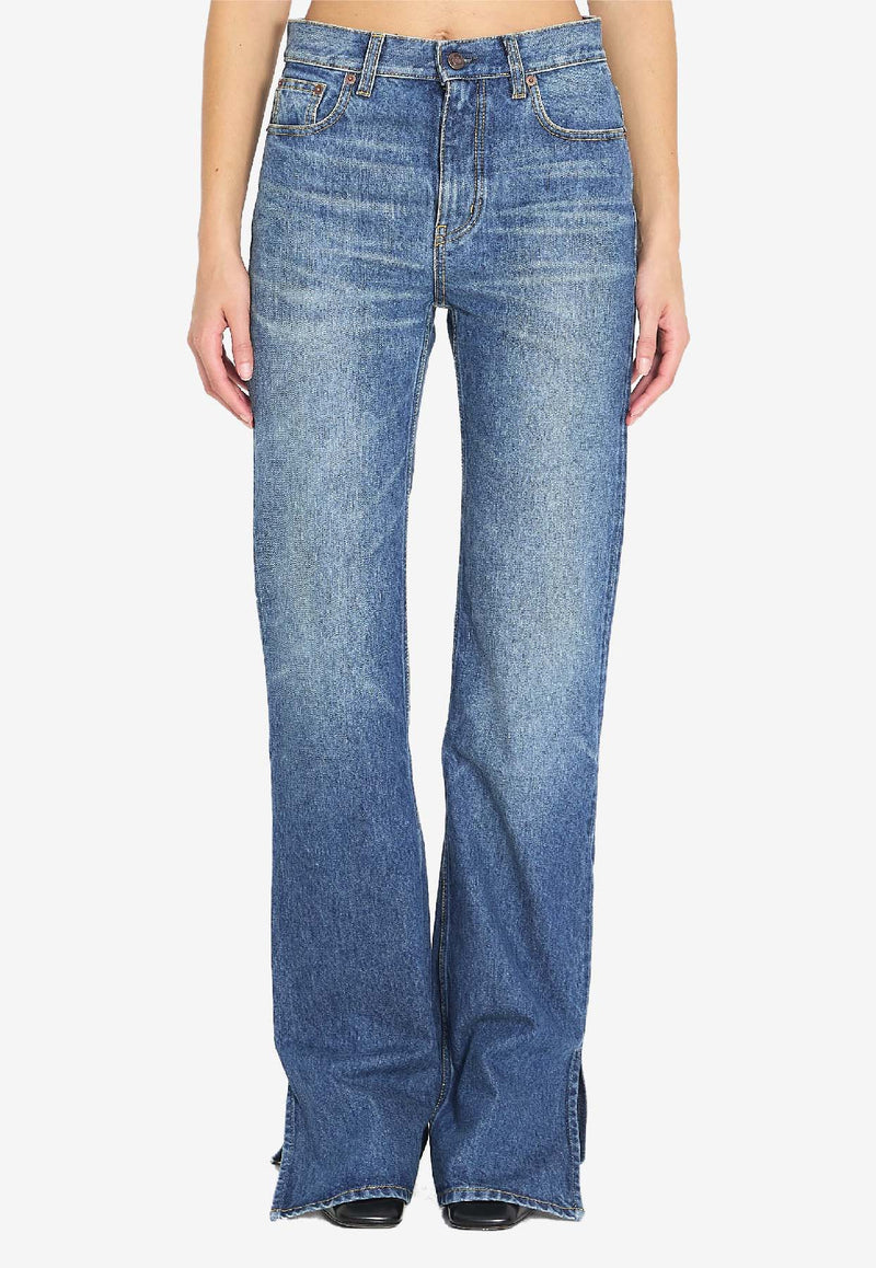 Chloé Logo Patch Straight-Leg Jeans Blue CH25WDP76153--4A1