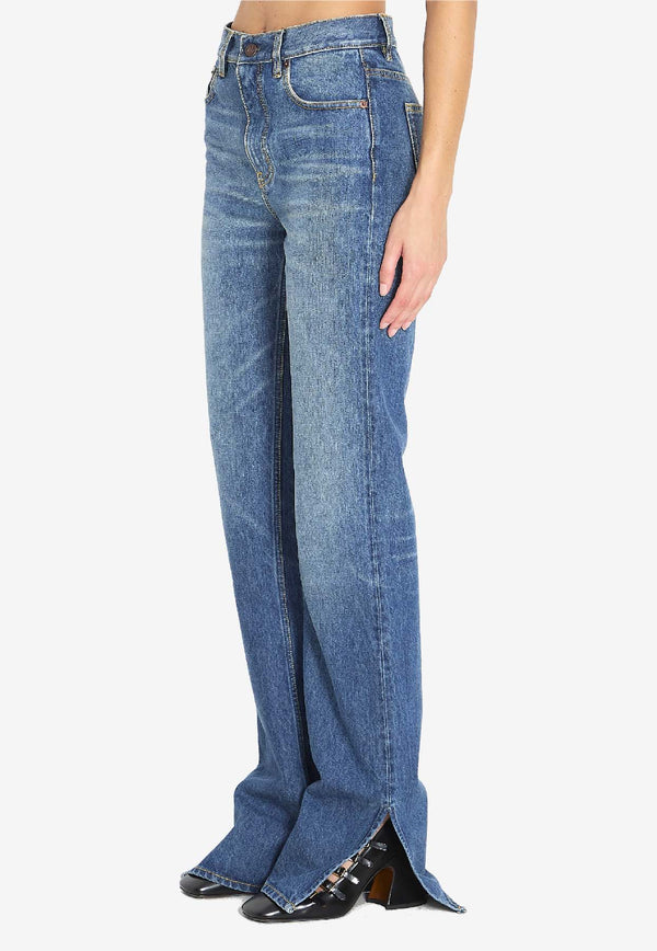 Chloé Logo Patch Straight-Leg Jeans Blue CH25WDP76153--4A1