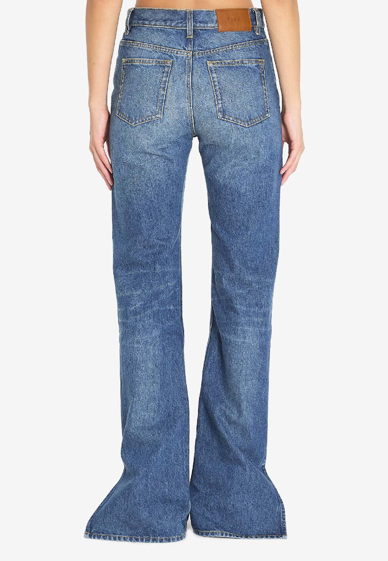 Chloé Logo Patch Straight-Leg Jeans Blue CH25WDP76153--4A1