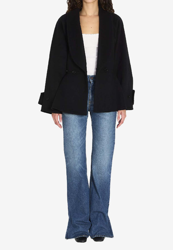 Chloé Double-Breasted Wool Coat Black CH25WMA70071--001