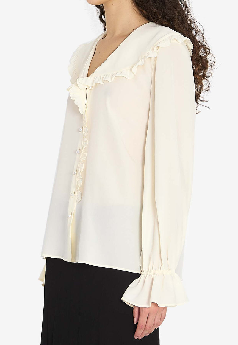 Chloé Silk Crêpe De Chine Blouse Cream CH25WHT78005--103