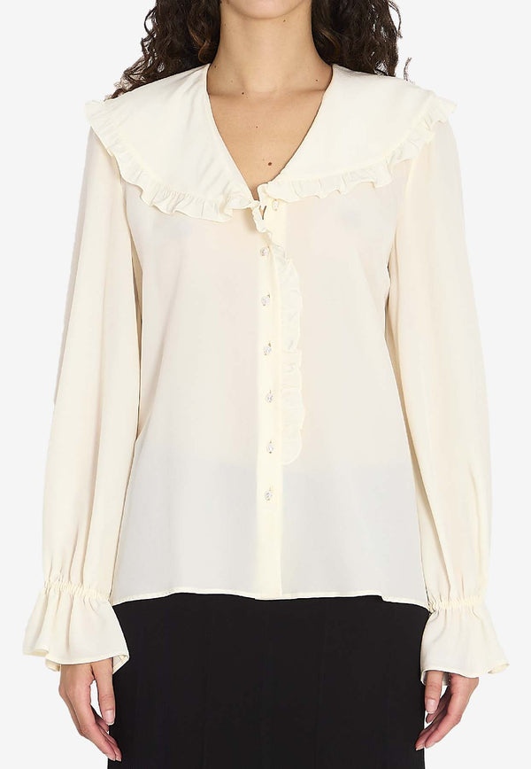 Chloé Silk Crêpe De Chine Blouse Cream CH25WHT78005--103