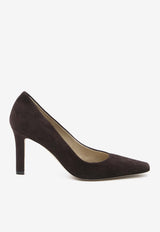 The Row Carla 80 Suede Leather Pumps Brown F1691-L303-LQB