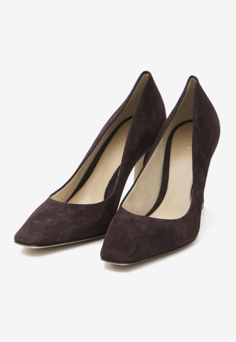 The Row Carla 80 Suede Leather Pumps Brown F1691-L303-LQB