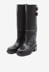 Jimmy Choo Brooklyn 50 Knee-High Boots Black BROOKLYNKB50-UMJ-BLACK/SILVER