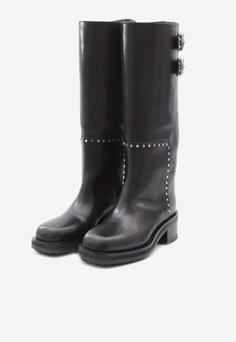 Jimmy Choo Brooklyn 50 Knee-High Boots Black BROOKLYNKB50-UMJ-BLACK/SILVER