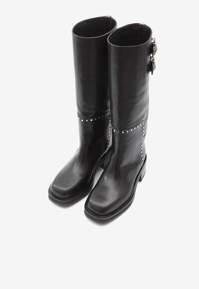 Jimmy Choo Brooklyn 50 Knee-High Boots Black BROOKLYNKB50-UMJ-BLACK/SILVER