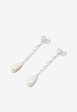 Self-Portrait Bow Pearl Droplet Earrings  RS26609E--SILVER