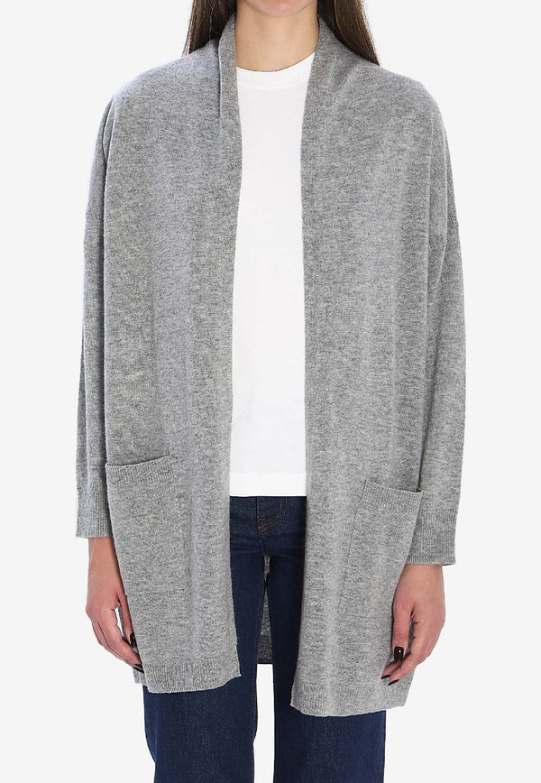 Allude Wool-Blend Ribbed Cardigan Gray 255/17010--83