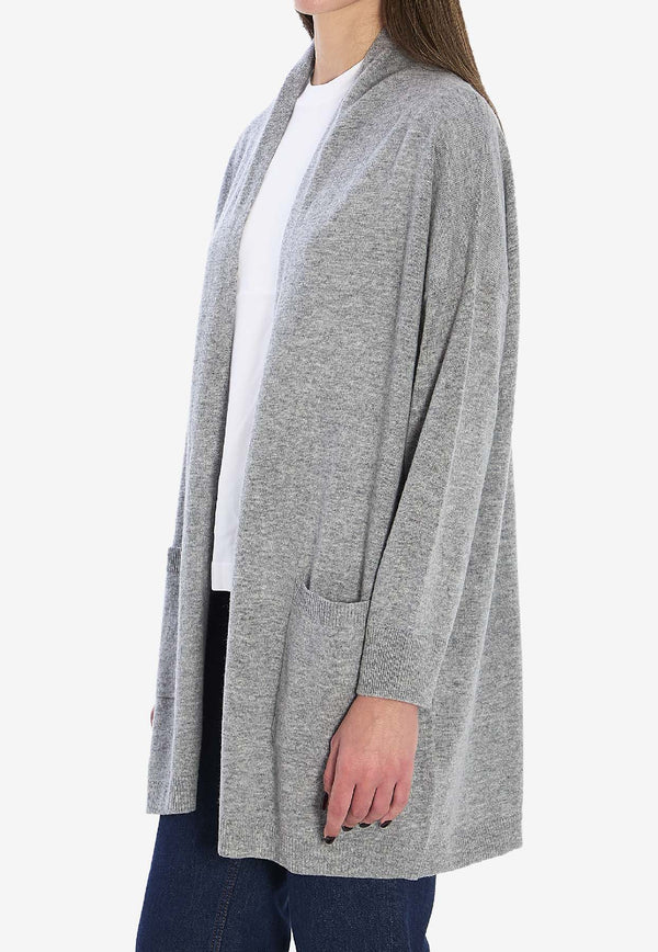 Allude Wool-Blend Ribbed Cardigan Gray 255/17010--83