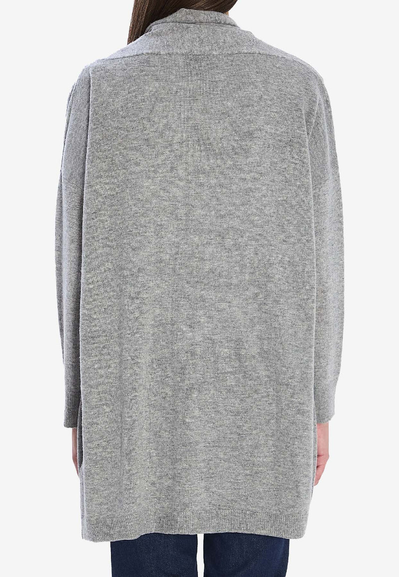 Allude Wool-Blend Ribbed Cardigan Gray 255/17010--83