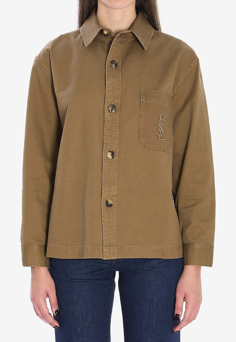 Saint Laurent Cassandre Buttoned Shirt Green 852696-Y253W-2669