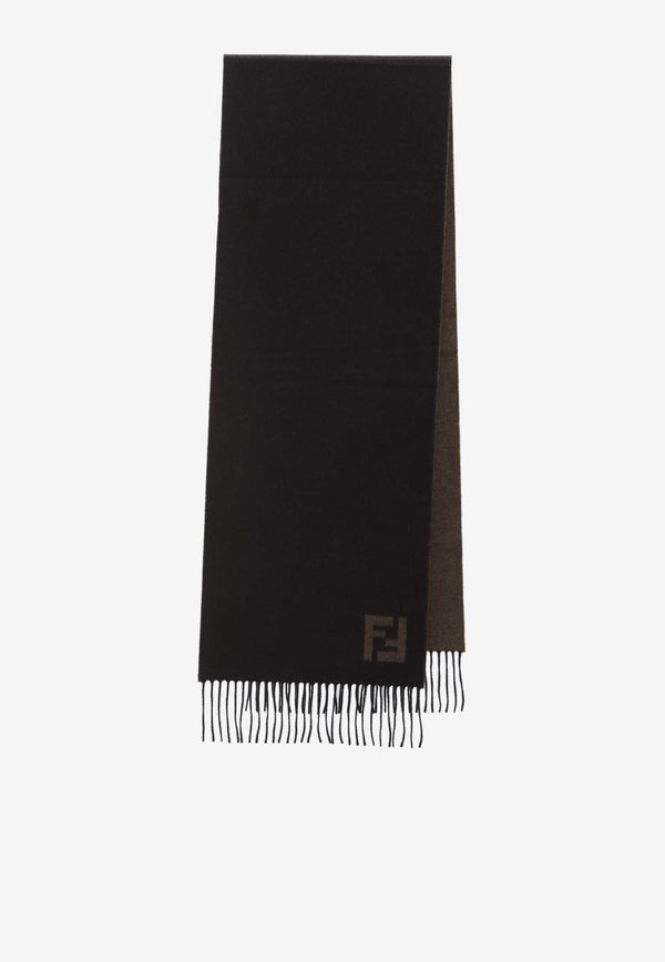 Fendi Wool FF Logo Fringed Scarf Black FXS734-AYBF-FITTF
