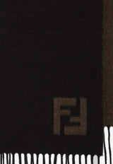 Fendi Wool FF Logo Fringed Scarf Black FXS734-AYBF-FITTF