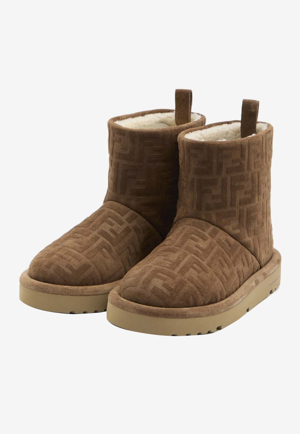 Fendi FF Jacquard Suede Boots Brown 7U1822-ASA1-F0C23