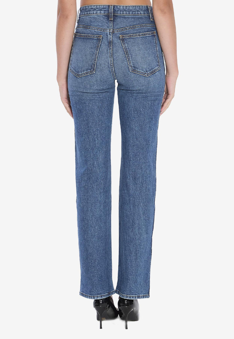 Khaite Danielle Straight-Leg Faded Jeans   Blue 1032916021--021