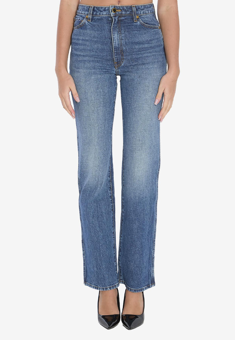 Khaite Danielle Straight-Leg Faded Jeans   Blue 1032916021--021