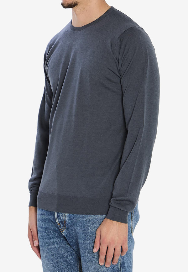 John Smedley Lundy Knitted Crewneck Sweater Gray LUNDY--SLATE GREY