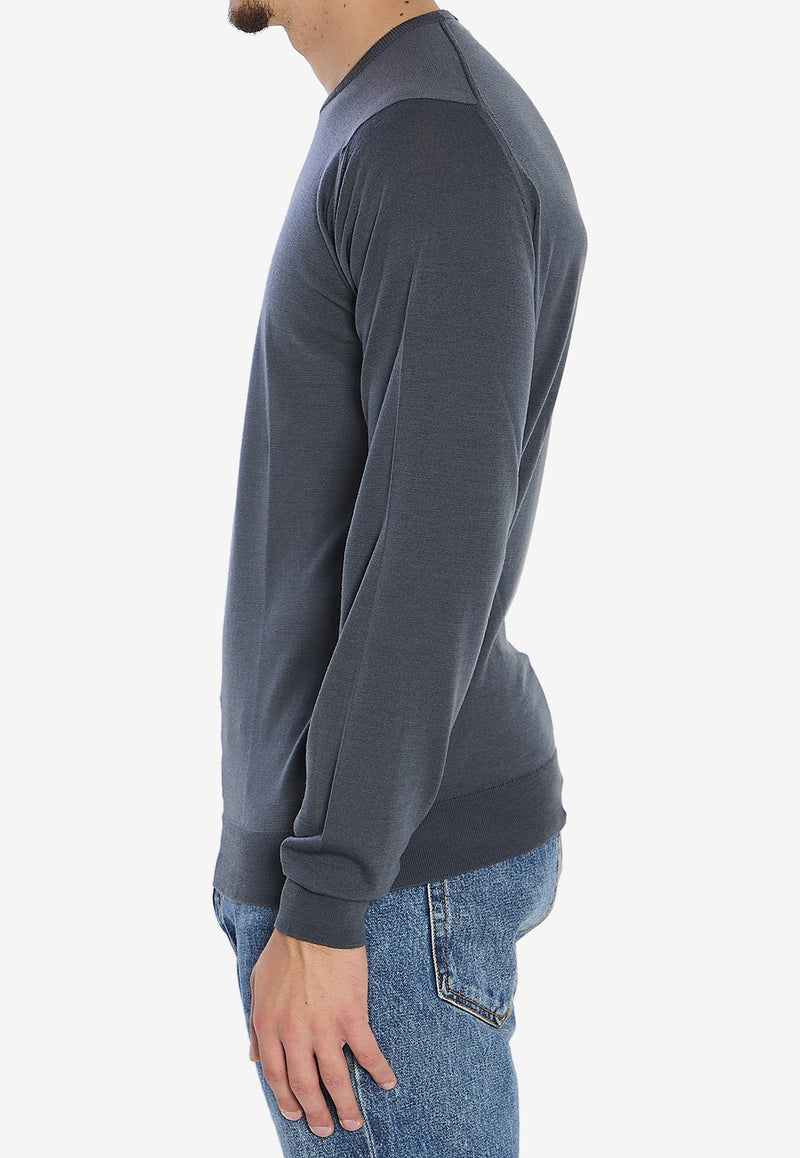 John Smedley Lundy Knitted Crewneck Sweater Gray LUNDY--SLATE GREY