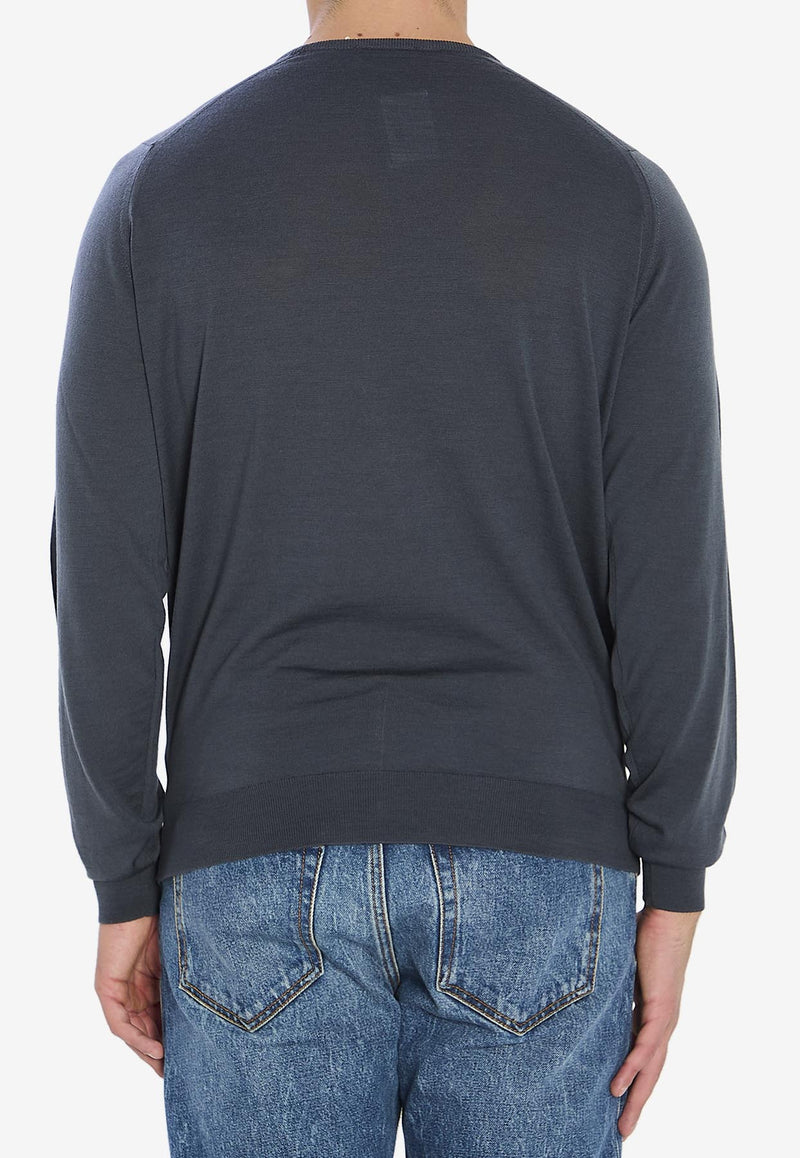 John Smedley Lundy Knitted Crewneck Sweater Gray LUNDY--SLATE GREY