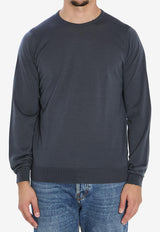 John Smedley Lundy Knitted Crewneck Sweater Gray LUNDY--SLATE GREY