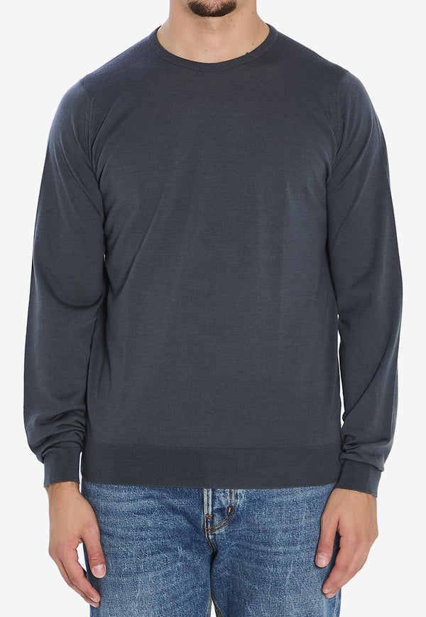 John Smedley Lundy Knitted Crewneck Sweater Gray LUNDY--SLATE GREY