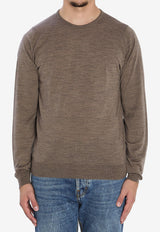 John Smedley Lundy Knitted Crewneck Sweater Brown LUNDY--MUSHROOM