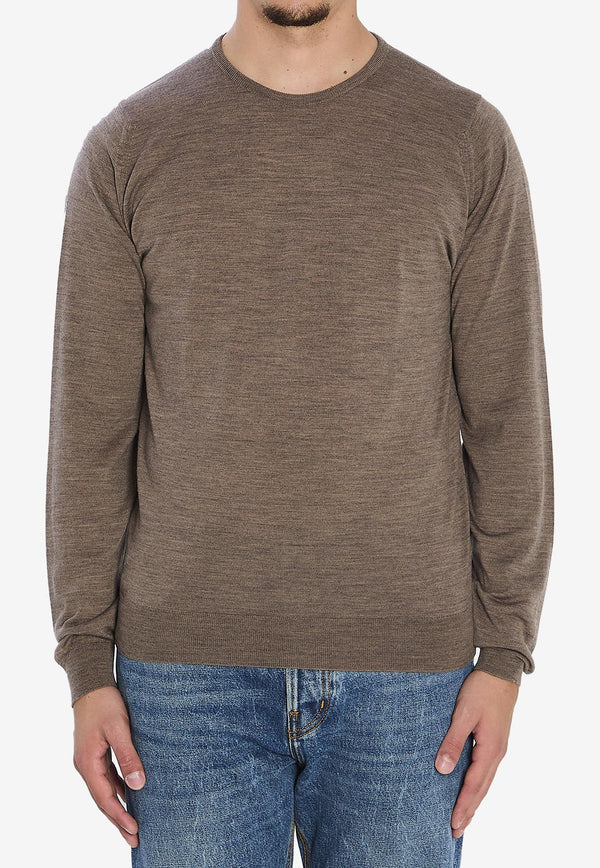 John Smedley Lundy Knitted Crewneck Sweater Brown LUNDY--MUSHROOM