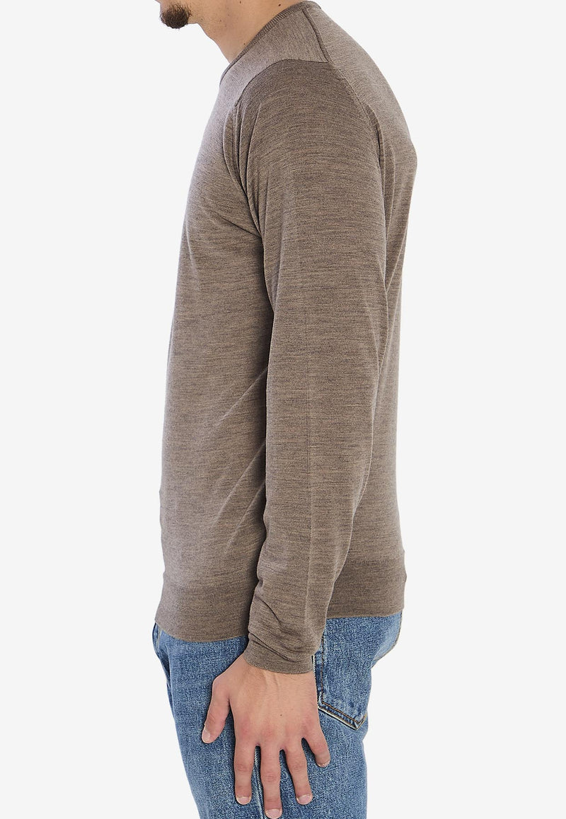 John Smedley Lundy Knitted Crewneck Sweater Brown LUNDY--MUSHROOM