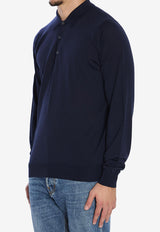 John Smedley Belper Long-Sleeved Polo T-shirt   Blue BELPER--MIDNIGHT