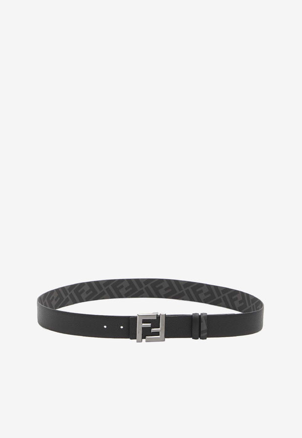 Fendi FF Square Reversible Leather Belt Black 7C0541-AQWH-F1TQF