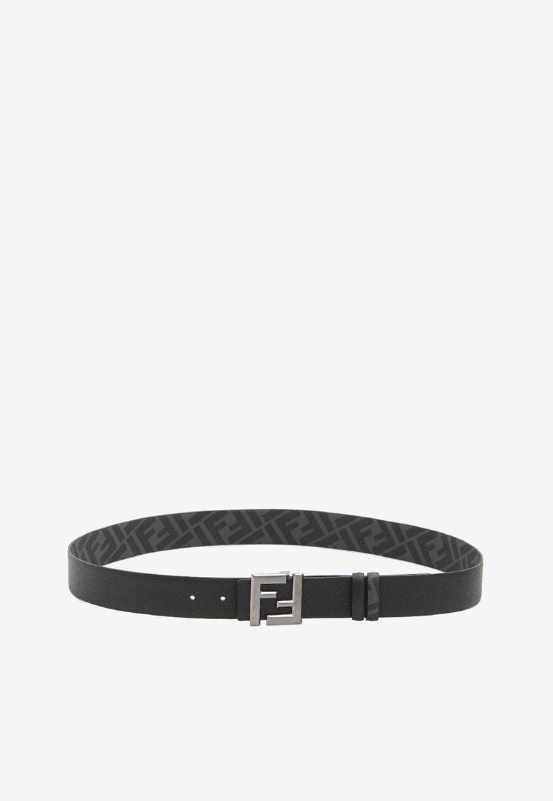Fendi FF Square Reversible Leather Belt Black 7C0541-AQWH-F1TQF