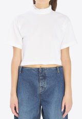 Alaïa High-Neck Cropped T-shirt White AA9I0009J010B--000