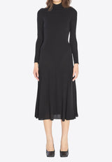 Alaïa Fluid Jersey Midi Dress with Heart Cut-Out Black AA9R2789J070B--995