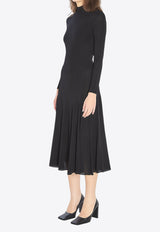 Alaïa Fluid Jersey Midi Dress with Heart Cut-Out Black AA9R2789J070B--995