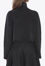 Alaïa Turtleneck Cashmere Cropped Sweater Black AA9G0072K115B--995