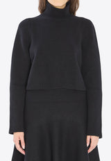 Alaïa Turtleneck Cashmere Cropped Sweater Black AA9G0072K115B--995