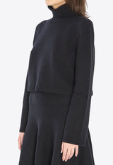 Alaïa Turtleneck Cashmere Cropped Sweater Black AA9G0072K115B--995