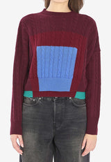 Loewe Colorblocked Cropped Sweater Bordeaux S540Y14KGR--6654