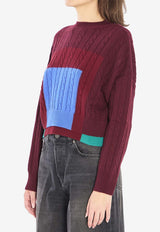 Loewe Colorblocked Cropped Sweater Bordeaux S540Y14KGR--6654