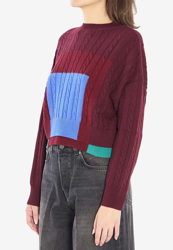 Loewe Colorblocked Cropped Sweater Bordeaux S540Y14KGR--6654